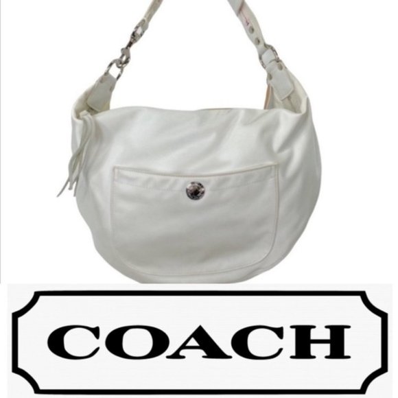 Coach Handbags - 44. COACH White Hobo Nylon 1892 Kidney Shaped Purse Bag EUC